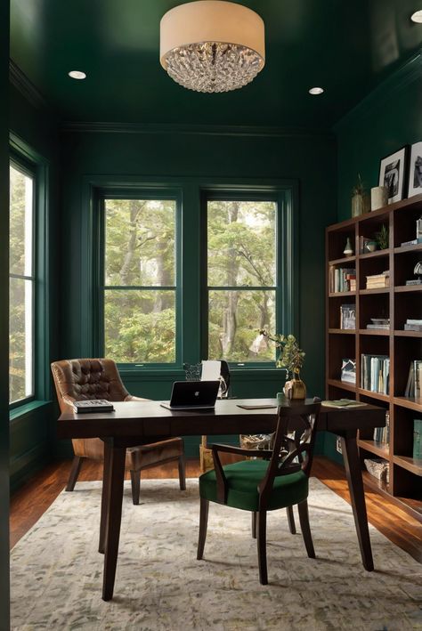 Looking for the perfect paint for your cozy hideaway? Discover why Dark Hunter Green (SW 0041) is the top choice for creating a warm retreat in 2024. #Ad #homedecor #homedesign #trendgirlApartment #Painthome #interiorarchitecture Wall Colors Green Room Colors
Bright Room office Colors
Apartment Renovation
Home office Remodeling
Modern Paint Colors
2024 House Interior Green Paint Colors, Green Room And Ceiling, Moody Green Paint Sherwin Williams, Sw 0041 Dard Hunter Green, Dard Hunter Green Sw, Jewel Tone Green Paint, Forest Green Study, Green Color Drenching, Green Ceiling White Walls