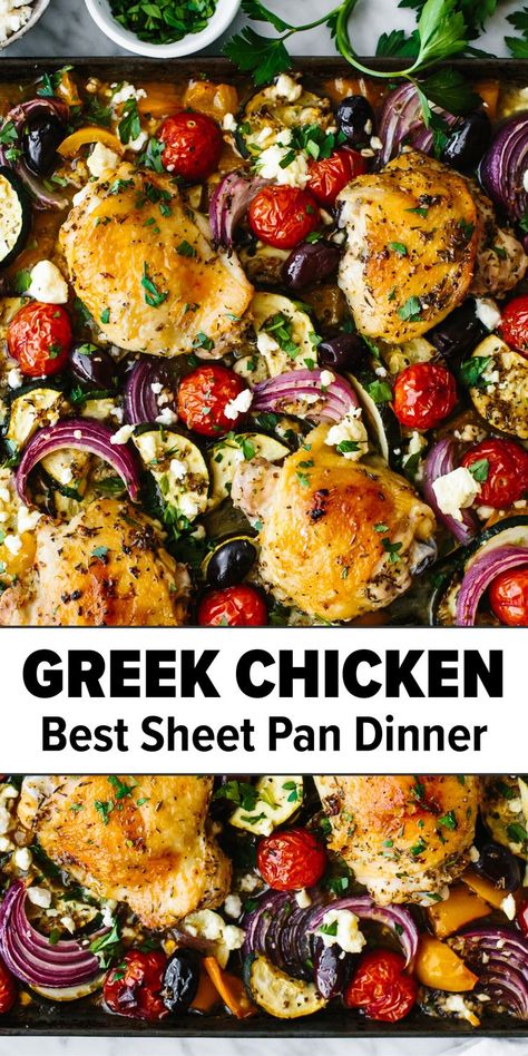 Greek Sheet Pan Chicken, Greek Sheet Pan, Chicken Best, Healthy Desayunos, Mediterranean Recipes Healthy, Mediterranean Diet Recipes Dinners, Healthy Low Carb Dinners, Dinner Recipes Healthy Low Carb, Sheet Pan Chicken