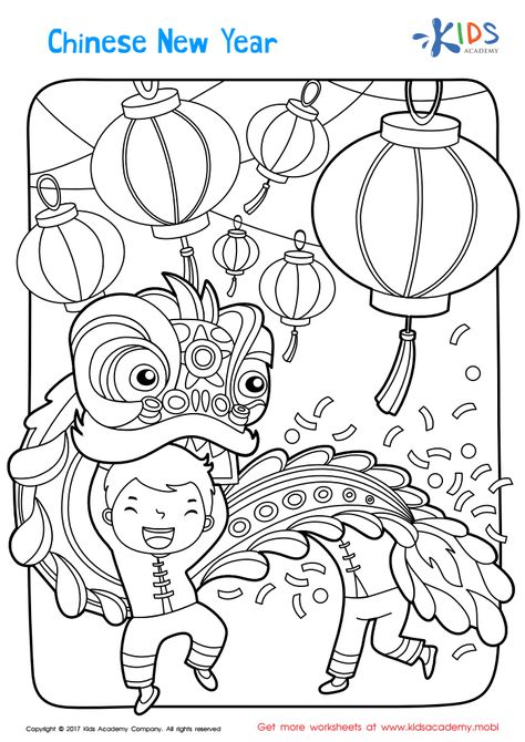 Chinese New Year Coloring Pages For Kids, Chinese New Year Drawing Ideas, Lunar New Year Coloring Page, Cny Drawing, Chinese New Year Worksheet, Chinese New Year Colouring, Chinese Coloring Pages, Chinese New Year Drawing, China Coloring Pages