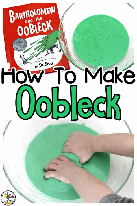 Dr Seuss Preschool Crafts, Dr Suess Crafts, Oobleck Recipe, Dr Seuss Preschool Activities, How To Make Oobleck, Bartholomew And The Oobleck, Dr Seuss Art, March Lessons, Dr Seuss Preschool