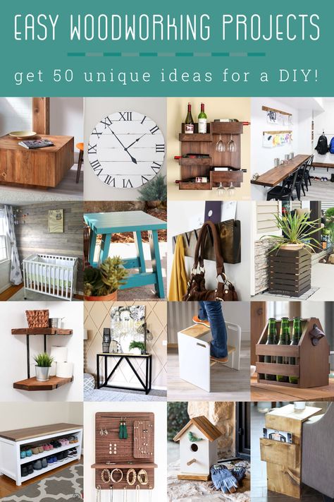 If you're just getting started with DIY, you're going to want to try these easy woodworking projects! Lots of options using basic tools. These ideas are great for beginners. Upcycling, Diy Wine Bar, House Candle Holder, Diy Cabinet, Woodwork Ideas, Diy Bench Outdoor, Wood Projects For Beginners, Wood Pallet Art, Reclaimed Wood Projects