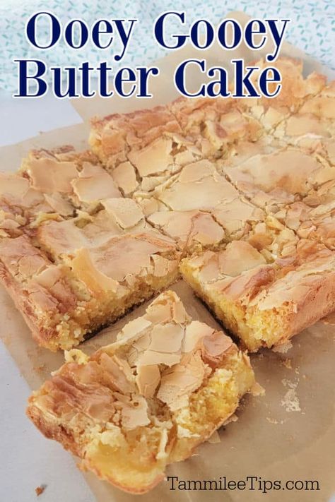 Ooey Gooey Butter Cake Recipe - Tammilee Tips Butter Gooey Bars, Pie, Ooey Gooey Butter Cake From Scratch, Ooey Gooey Cake Mix Bars, Toffee Gooey Butter Cake, St Louis Ooey Gooey Butter Cake Recipe, Paula Deans Ooey Gooey Cake, Elvis Cake Recipe, Oey Goey Butter Cake