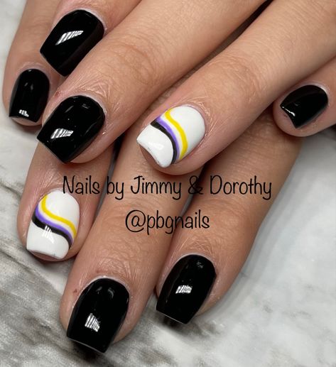 Nonbinary Nails Designs, Queer Nails Short, Lesbian Nails Two Short, Non Binary Nail Art, Gender Neutral Nails, Nonbinary Nail Art, Transgender Nails, Non Binary Nails, Nonbinary Nails