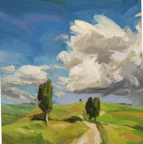 Paul Wright Loose Landscape Painting, Land Painting, Abstract Art Green, Paul Wright, Landscape Painting Abstract, Clouds Landscape, Birth Of Venus, The Birth Of Venus, Painting Abstract Art