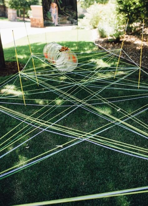 diy-yarn-army-crawl-jungle-obstacle-course Obstical Course For Kids Outdoors Diy, Low Ropes Course Ideas, Obstical Course For Kids, Obstacle Course Party, Jungle Vbs, Backyard Obstacle Course, Playground Landscaping, Olympics Activities, Paintball Field