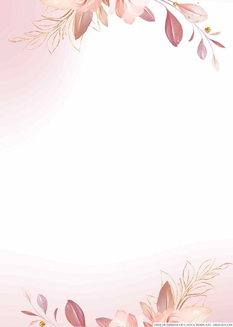 Flower Design Template, Free Wedding Templates Invitations, Flower Borders Design, Pink Invitation Background, Wedding Card Frame Design, Wedding Invitation Background Template, Floral Invitation Template Free, Pink Floral Invitation Template, Wedding Invite Background