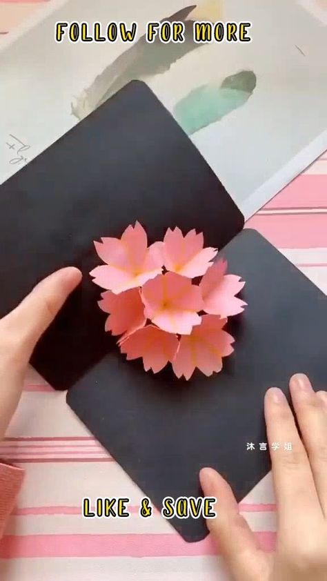 Easy to make Pop-Up Flower Card in 10 minutes | Paper craft diy projects, Paper crafts, Diy paper crafts decoration How To Do Paper Flowers, Things To Make For Mothers Day, Oragami Ideas Cute Flower, Diy Flower Card, How To Make A Card, Cool Cards Diy, How To Make Paper Flowers Easy, Hand Crafts Ideas Creative, Manual Work Ideas