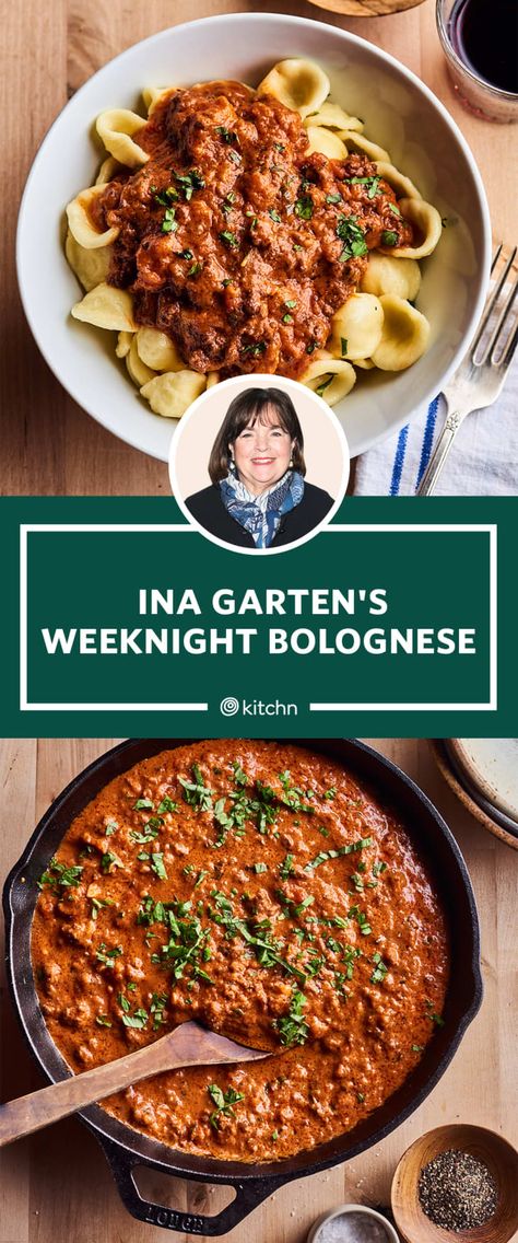 Ina Garten, Ina Garten Pasta Recipes, Bolognese Recipe Easy, Bolognese Sauce Authentic, Weeknight Bolognese, Best Ina Garten Recipes, Bolognese Sauce Recipe, Pasta Bolognese, Ina Garten Recipes