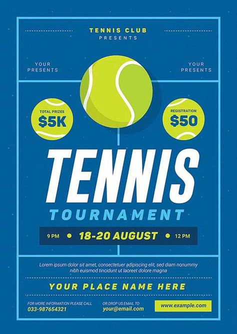 Tennis Tournament Event Flyer Template - https://ffflyer.com/tennis-tournament-event-flyer-template/ Poker Night Event Graduation Instagram, Tournament Poster, Sports Template, Tennis Posters, Tennis Event, Tennis Tournament, Free Brochure Template, Desain Editorial, Tennis Tournaments