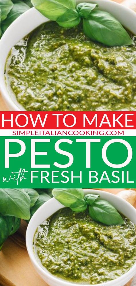 Fresh Pesto Recipe, Healthy Pesto Recipes, Fresh Basil Recipes, Italian Cooking Recipes, Pesto Recipe Easy, Pesto Sauce Recipe, Homemade Pesto Recipe, Make Pesto, Basil Pesto Sauce