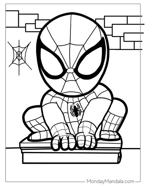 Spiderman Printables, Super Hero Coloring Sheets, Spiderman Coloring Pages, Spider Coloring Page, Avengers Coloring Pages, Chibi Coloring Pages, Superhero Coloring Pages, Spiderman Coloring, Baby Spiderman