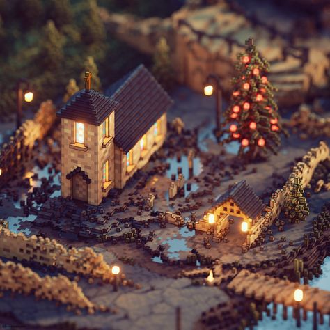 John Kearney - Voxel Church Voxel Games, Cartoon Decoration, Voxel Art, 3d Pixel, Rumah Minecraft, Cool Pixel Art, Isometric Art, Pixel Art Games, Low Poly Art