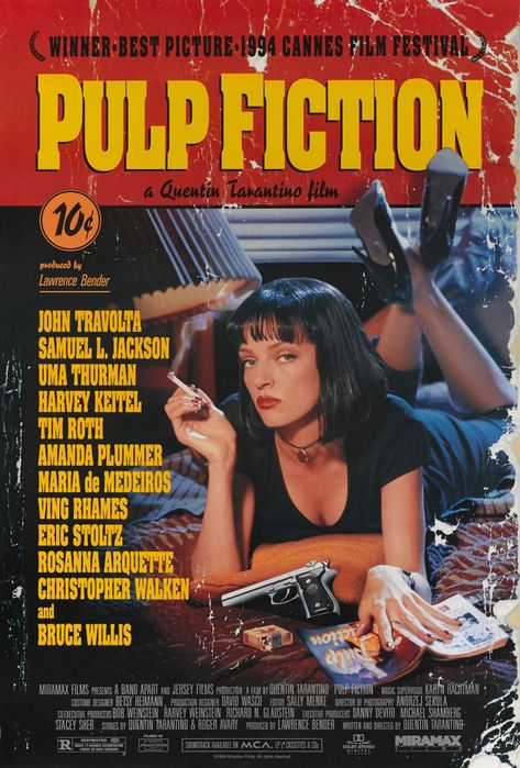 Quentin Tarantino Pulp Fiction, Best Drama Movies, Pulp Fiction Poster, 80s Film, Quentin Tarantino Films, Vintage Films, Tarantino Films, Film Vintage, Buku Harry Potter