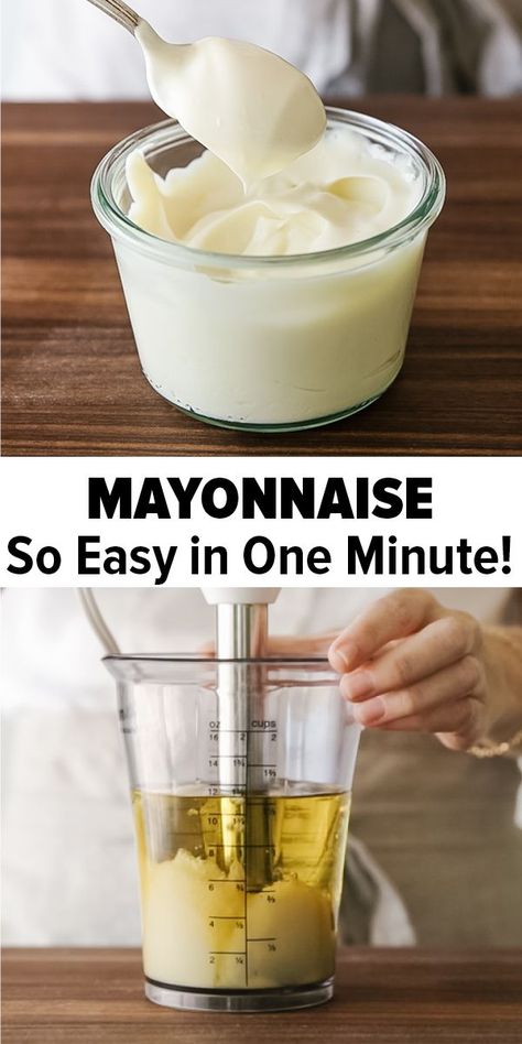 Mayonaise Recept, Immersion Blender Recipes, Homemade Mayonnaise Recipe, How To Make Mayonnaise, Stick Blender, Smoothies Vegan, Homemade Pantry, Mayonnaise Recipe, Salad Dressing Recipes Homemade