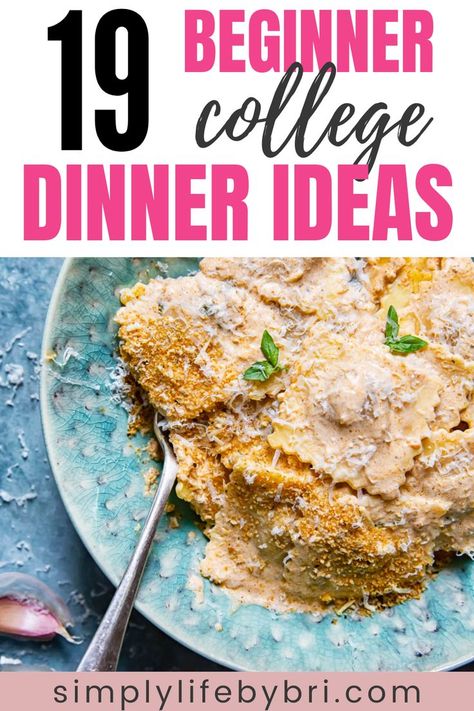 college dinner ideas Easy Dinner Recipes For One, College Dinner Ideas, College Cooking Recipes, Cheap College Meals, College Meal Planning, College Dinner, College Dinners, Healthy College Meals, College Cooking