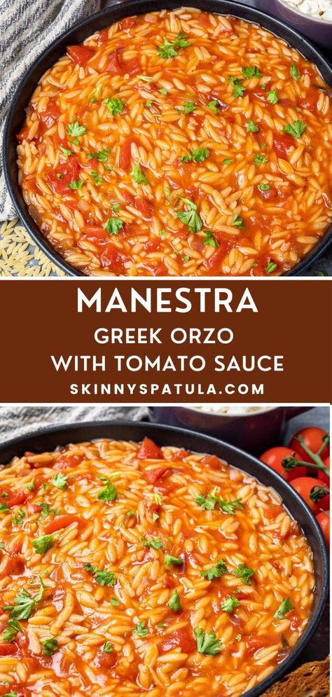 Orzo Recipes Greek, Manestra Recipe, Healthy Orzo Recipe, Recipes With Orzo, Vegan Orzo Recipes, Irish Curry, Orzo Side Dish, Orzo Pasta Recipes, Mediterranean Orzo