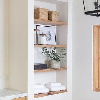 Potted Olive Tree Next to Black Front Door - Transitional - Entrance/foyer Bath Nook, Vanity Nook, Contemporary Wall Shelf, Recessed Shelves, Custom Floating Shelves, Wood Shelving Units, Rustic Wall Shelves, Bathroom Shelf Decor, Floating Shelves Bathroom