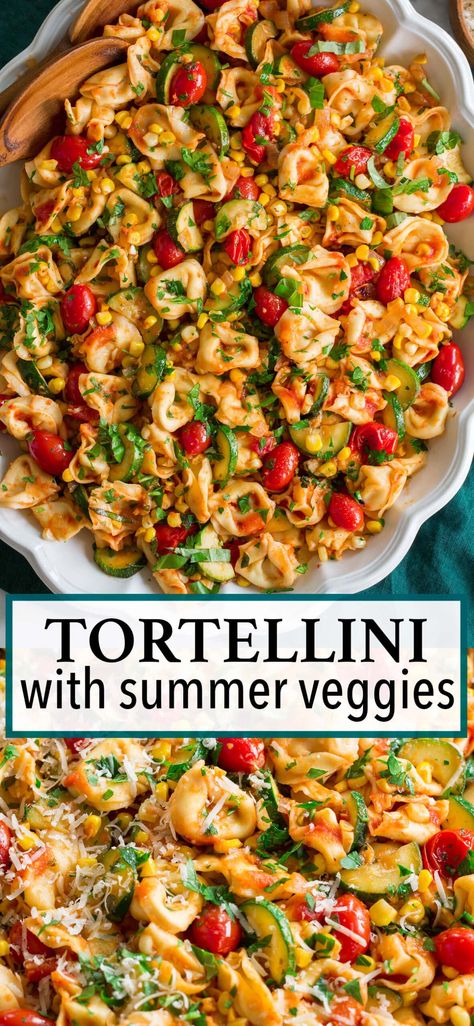 Tortellini With Zucchini And Tomatoes, Veggie Most Meals, Easy Summer Lunches Healthy, Easiest Family Dinner, Recipes With Garden Vegetables, Vegetarian Recipes No Pasta, Stretch Meals Families, Healthy Family Dinners Vegetarian, Marinara Pasta Recipes Easy