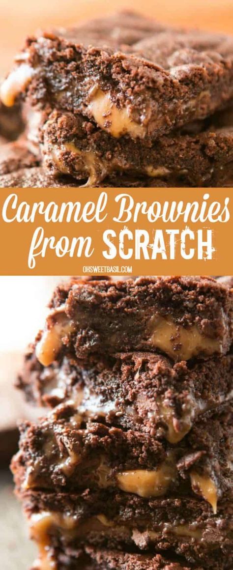 Caramel Bread Recipe, Caramel Brownies From Scratch, Cake Mix From Scratch, Caramel Brownies Recipe, Cake Mix Brownies, Dessert Halloween, Brownies From Scratch, Gooey Brownies, Tasty Desserts