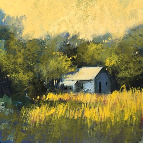 Our Blessed Summer - Contemporary Impressionism | Landscape Pastel Paintings by Bethany Fields Landscape Pastel, Impressionism Landscape, Chalk Pastel Art, Soft Pastel Art, Farm Paintings, Contemporary Impressionism, Pastel Artwork, Pastel Paintings, Pastel Landscape