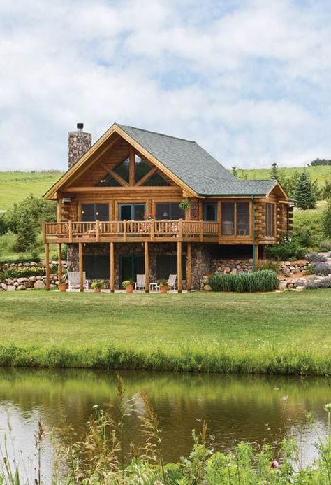 Rustic Log Home | Midwest Paradiso | Expedition Log Homes - LogHome.com: Log Cabin Homes, Rustic Log Home, Log Home Living, Log Cabin Ideas, Rustic Log Cabin, Pelan Rumah, Casa Vintage, Cabin Living, Rustic Home Design