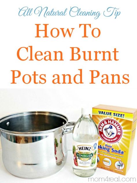 How To Clean Burned Pots and Pans in minutes! Cleans burnt of food and stains easily. via @Mom4Real Clean Burnt Pots, Nyttige Tips, Clean Baking Pans, Vinegar Uses, Cleaning Painted Walls, Vinegar Cleaning, Glass Cooktop, Deep Cleaning Tips, Distilled White Vinegar