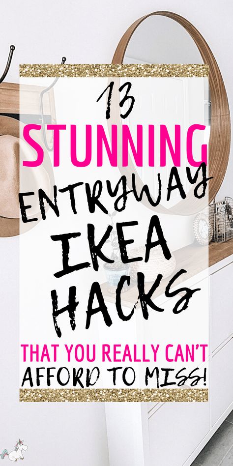 Is your entryway in need of an update? Then look no further than these DIY IKEA Hacks for your hallway that will give you ideas for storage, organizing, coat hanging, mirrors and so much more! Storage Ideas For Hallway, Hallway Ideas Entrance Shoe Storage, Ikea Hack Coat Rack Entryway, Add On Entryway Entrance, Super Small Entryway Ideas, Entryway No Table, Ikea Mirror Entryway, Coats Hanging Ideas, Coats In Hallway