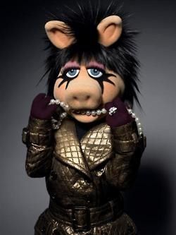 Miss piggy with black hair Miss Piggy Muppets, Solve Sundsbo, Kermit And Miss Piggy, Goth Memes, Sesame Street Muppets, Fraggle Rock, The Muppet Show, Miss Piggy, Tough Girl