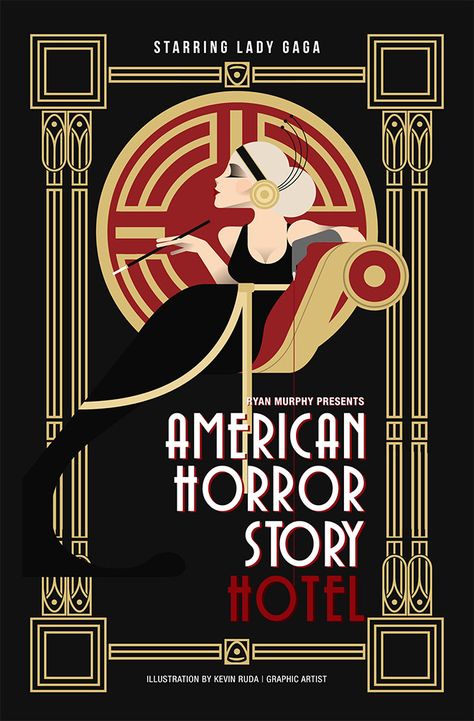 American Horror Story by Kevin Ruda American Horror Stories, Old Hollywood Graphic Design, Art Deco Desen, Art Deco Graphic Design, Arte Art Deco, Art Deco Design Graphics, Affiches D'art Déco, Art Deco Artwork, Retro Kunst