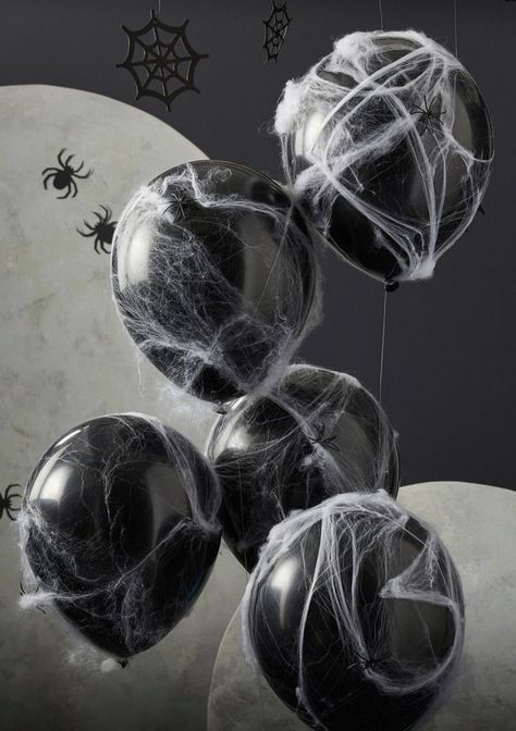 Halloween, Black, Spider Web, Halloween Decor, Halloween Party, Balloons, Black And White, White