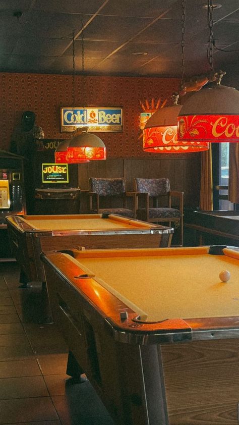 60s Club Aesthetic, Vintage Pool Table Aesthetic, Country Pub Aesthetic, Pool Room Wallpaper, 90s Night Aesthetic, Old Dive Bar Aesthetic, Vintage Sports Bar Aesthetic, Basement Bar Aesthetic, Retro Dive Bar