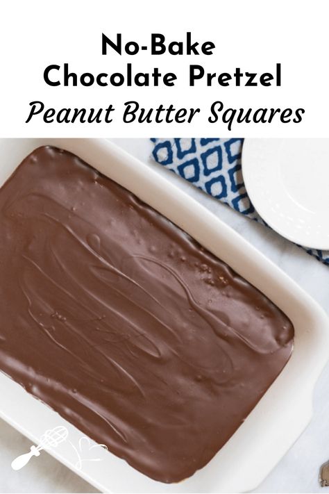 Peanut Butter Squares Recipe, Butter Squares, Peanut Butter Squares, Chocolate Melts, Pretzel Desserts, Dessert Bar Recipe, Peanut Butter Desserts, Chocolate Pretzels, No Bake Bars