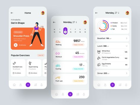 Health and Fitness iOS App by Ahmed Manna for UnoPie Design on Dribbble Fitness Apps Design, Gym App, Health App Design, To Do App, Dashboard App, Sainte Chapelle Paris, Idle Game, Ui Ux 디자인, App Design Layout