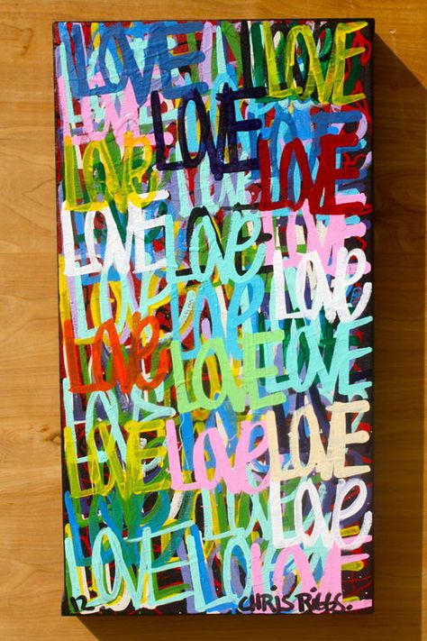 ORIGINAL love contemporary Valentine's Day fine art acrylic urban word modern peace pop art painting From ChrisRiggsArtGallery Pop Art, Diy Canvas, Free Word Art, Art Amour, Art Pop, Arte Pop, Art Abstrait, Painted Signs, Graffiti Art