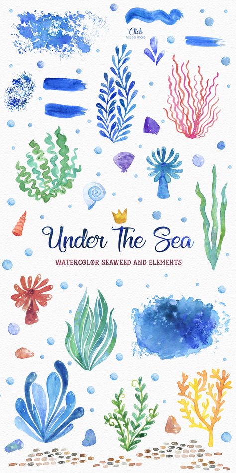 Ocean Friends Watercolor Clipart by LeMagiqueBoutique on @creativemarket Under The Sea Watercolor, Friends Watercolor, Padi Diving, Ocean Drawing, Ocean Friends, Sea Drawing, Watercolor Drawings, Sea Watercolor, Diving Course