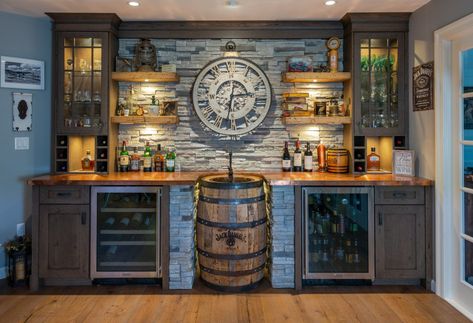 Bourbon Barrel Bar, Bar Lounge Room, Whiskey Barrel Bar, Wine Barrel Bar, Jack Daniels Whiskey Barrel, Bourbon Room, Custom Home Bars, Whiskey Room, Bourbon Bar