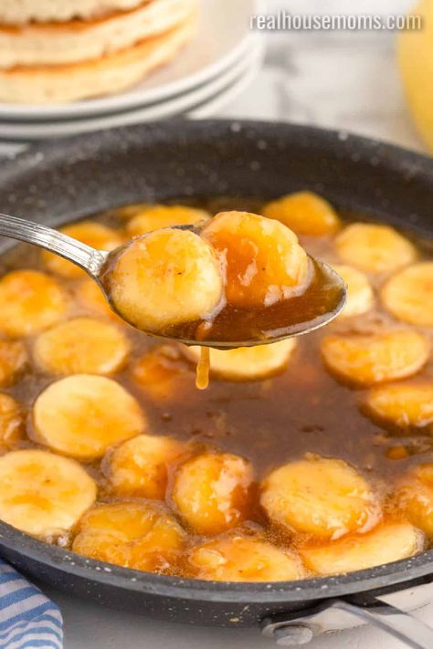 How To Make Banana Foster Recipe, Banana Foster Breakfast, Banana Foster Banana Bread, Banana Topping For French Toast, Bananas And Honey, Bananas Foster Sauce Easy, Banana Compote Recipe, Bananas Breakfast Recipes, Pancakes With Banana Topping