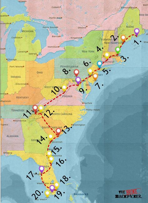 EPIC East Coast Road Trip Guide (Tips for 2020) East Coast Usa, Road Trip Map, New England Road Trip, Road Trip Places, East Coast Travel, East Coast Road Trip, Rv Road Trip, Road Trip Routes, Travel Destinations Bucket Lists