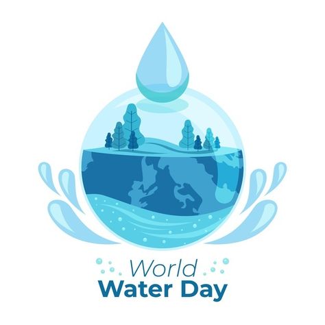 World water day illustration with nature... | Free Vector #Freepik #freevector #nature #celebration #flat #illustration International Water Day, Save Water Poster Drawing, Save Water Poster, Water Environment, Purple Flowers Garden, Water Quotes, Digital Advertising Design, Flat World, Happy National Day