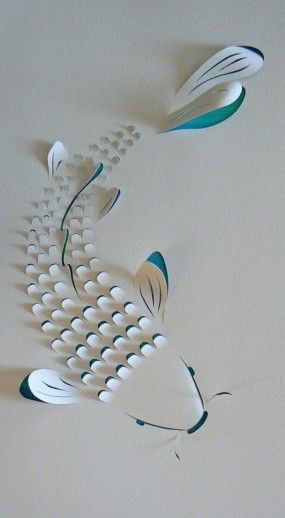 Rainbow fish. Make scaled colorful and shiny. Kirigami Art, Bored Art, Paper Fish, Seni 3d, Paper Cut Art, Kirigami, 3d Paper, Paper Sculpture, Fish Art