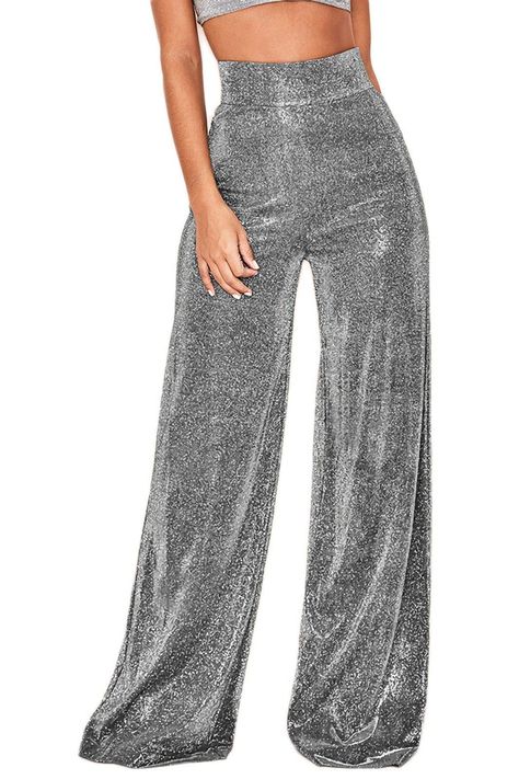 Sparkly Pants, Womens Wide Leg Pants, Christmas Outfits Women, Shiny Pants, New Years Eve Outfits, Going Out Dresses, Women's Pants, High Waisted Trousers, Lounge Pants