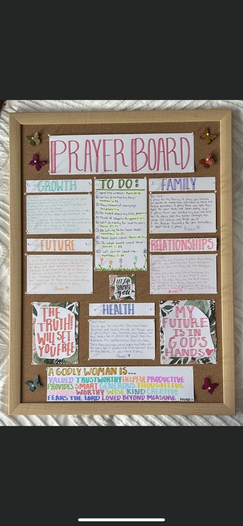 Bible Study Decorations, Christian Cork Board Ideas, Prayer Boards For Home, Christian Vision Board Ideas Spiritual Inspiration, Prayer Board Ideas Pink, Christian Whiteboard Ideas, Bible Study Party Ideas, Pray Board Ideas Christian, Diy Christian Crafts For Women