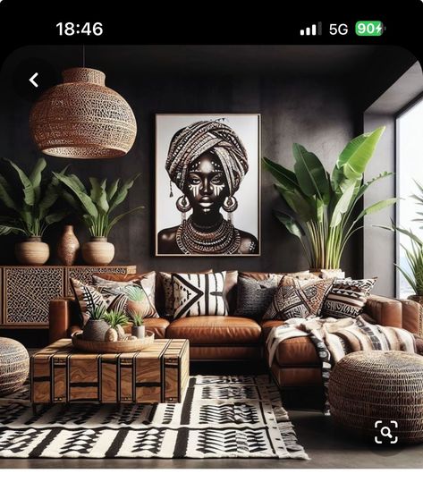 [SponsoredPost] 18 Best Glam Boho Living Room Decor Tips To Check Out This Autumn #glamboholivingroomdecor Afrocentric Living Room Ideas, African Living Room Ideas, Glam Boho Living Room, African Themed Living Room, African Decor Living Room, African Safari Decor, Modern African Decor, African Living Rooms, Office Refresh