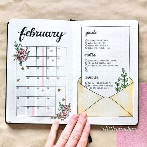 Need more inspiration for your next BuJo monthly spread? Check out these 13 Bullet Journal Monthly Spread Ideas That Are Incredibly Stunning! bullet journal, bullet journal ideas, bullet journal layout, bullet journal inspiration #bulletjournal #bulletjournalideas #journalideas #BuJo #BuJoInspo Notesbog Design, Bullet Journal Simple, Journal D'inspiration, Monthly Bullet Journal, Goals Ideas, February Bullet Journal, Ideas Journal, Bullet Journal Monthly Spread, Bullet Journal Spreads