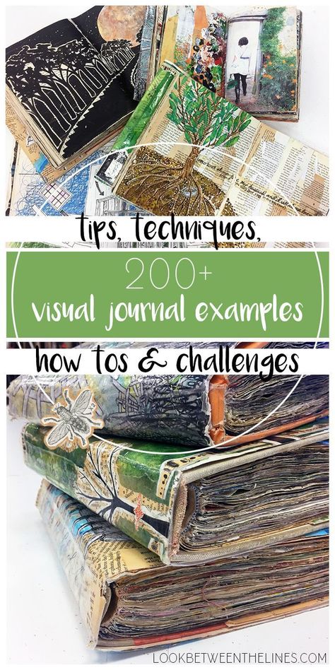 Visual journals are an amazing way to create art through experimentation, collage, and self expression. Check out over 200 examples of visual journal pages, prompts, ideas, tips, techniques, and how tos. Collage Prompts Journal Ideas, Diy Journal Ideas Cover, Art Journal Collage Ideas, Collage Masterboards, Prompts Ideas, Visual Journals, Diy Buch, Art Journal Prompts, Artist Journal