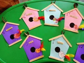 Bird Crafts Preschool, Crafts By Month, Decoration Creche, Pets Preschool, Birdhouse Craft, House Craft, Class Theme, Aktivitas Montessori, Spring Crafts For Kids