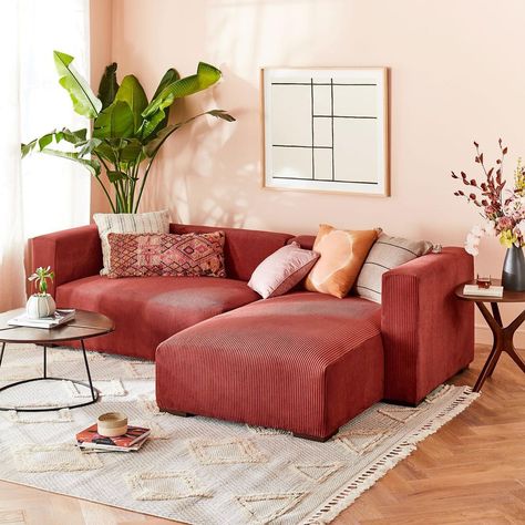 Joybird on Instagram: “Have you met the Delphine Sectional? One of our newest pieces, available in limited edition Terraza Sienna corduroy fabric. Perfect for…” Sectional Joybird, Mid Century Modern Sectional Sofa, Black Mid Century Modern, Mid Century Modern Sectional, Modern Sectional Sofa, Porch Remodel, Corner Sectional Sofa, Pink Sofa, Interior House