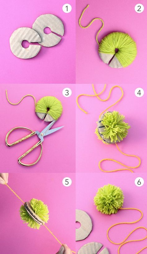 How to make a pom-pom for art activities, decorations and crafts • Happythought Llama Crafts, Llama Craft, Pompon Diy, Flower Snowflake, Wool Crafts Diy, Diy Pom Poms, Diy Pom Pom, How To Make A Pom Pom, Yarn Pom Pom