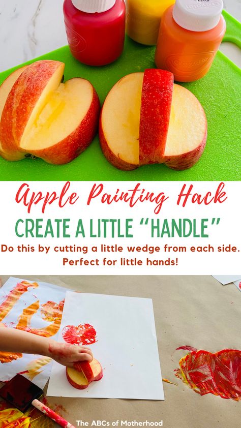 Apple Printing Preschool, Apple Activities Infants, Apple Craft Preschool Art Projects, Puffy Paint Apple Craft, Apple Study For Preschool, Apple Stamping Pumpkin Craft, Apple Stamps Craft, Apple Tree Preschool Craft, Painting With Apples Preschool