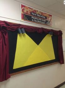 Brain Waves Instruction: 3 Easy Ways to Turn a Drab Bulletin Board into a Fab Bulletin Board Spotlight Bulletin Board, Studio Seni, Hollywood Classroom, Deco Cinema, Creative Bulletin Boards, Theatre Classroom, Music Bulletin Boards, Work Bulletin Boards, Library Bulletin Boards